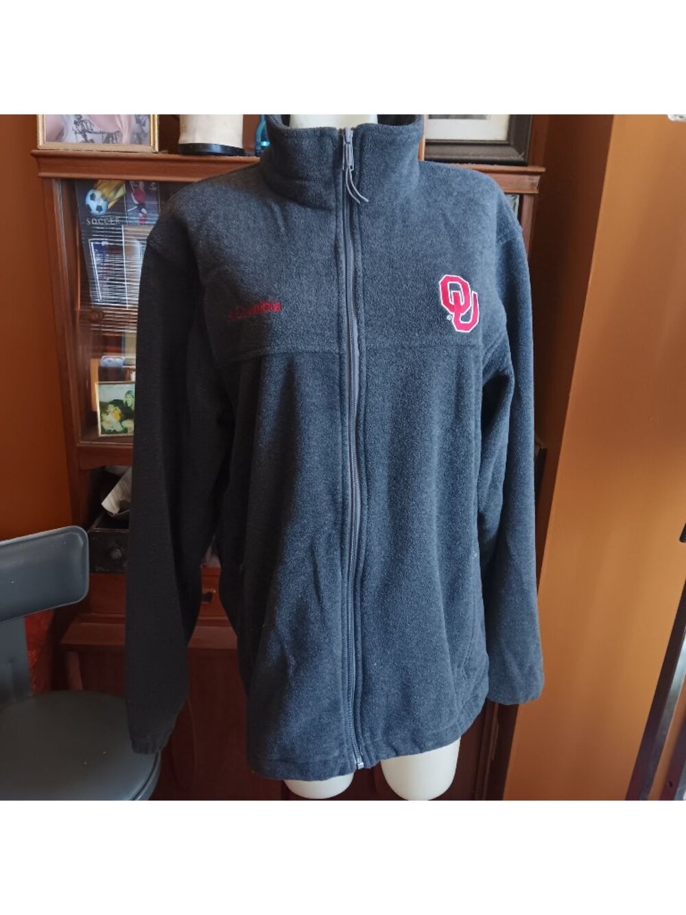 Oklahoma Sooners Full-Zip Mens Medium Womens Large Fleece Jacket Columbia Gray